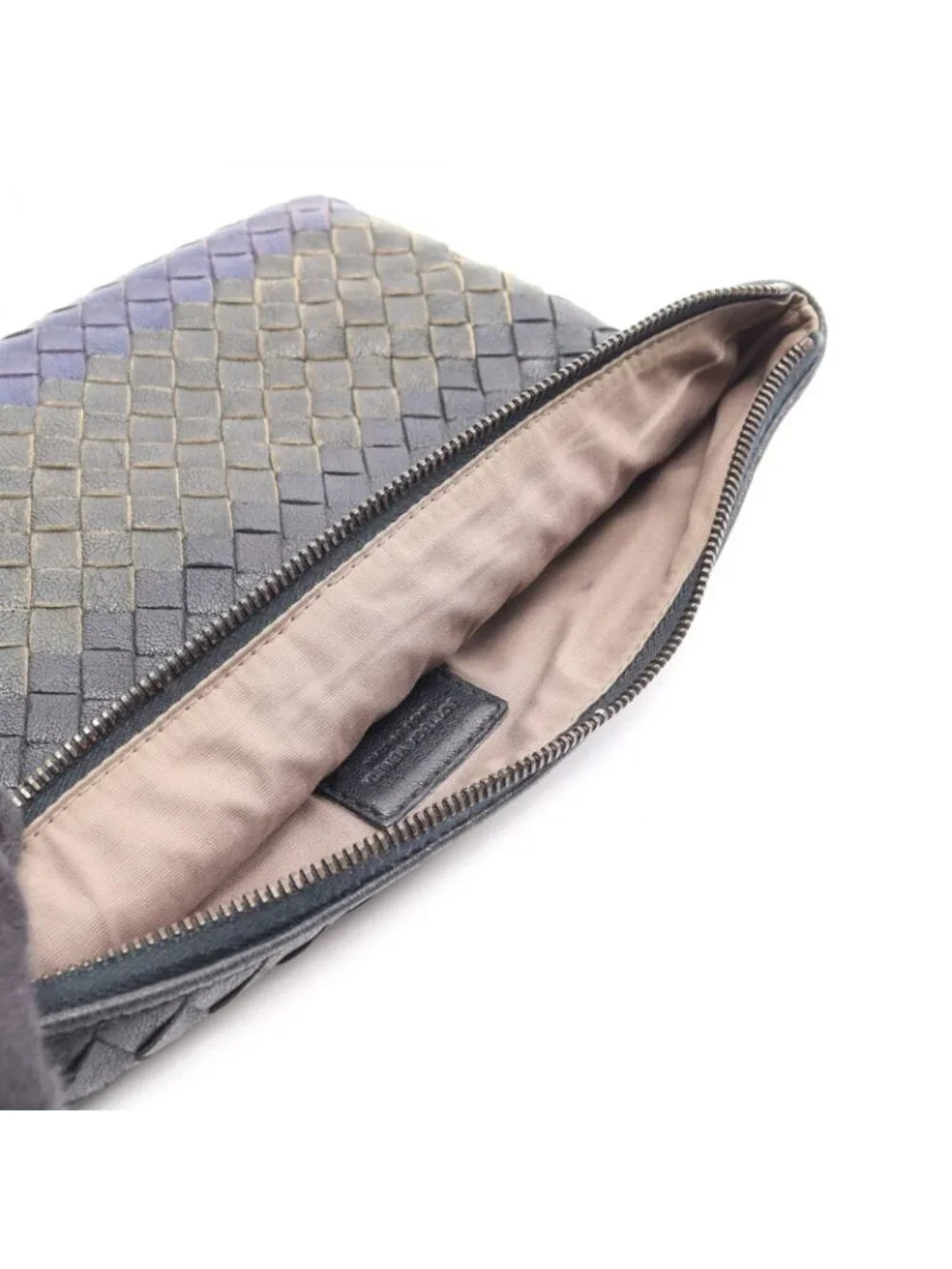 Bottega Veneta Clutch Intrecciato Black Blue Leather